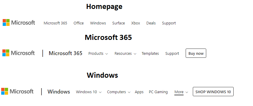 Microsoft menu structure - Type 1 Microsoft menu structure - Type 1