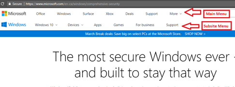 Microsoft menu structure - Type 3 Microsoft menu structure - Type 3